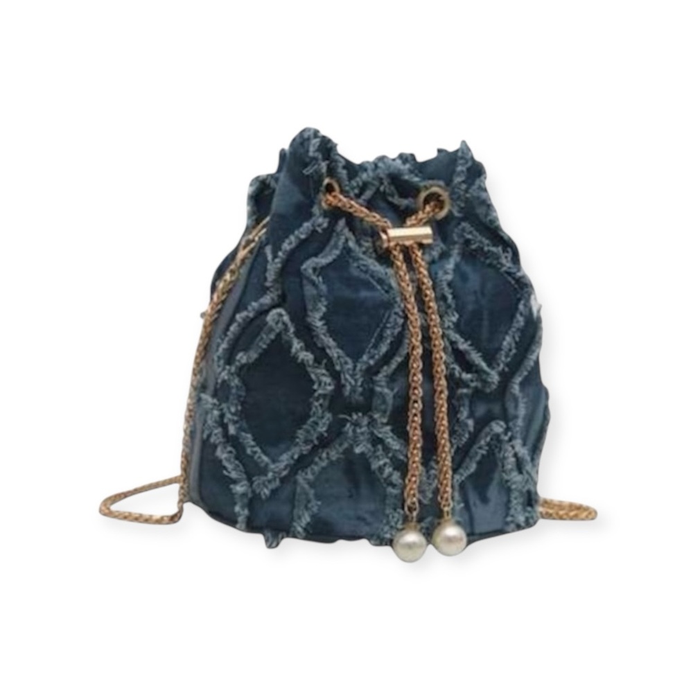 Elegant Blue Velvet Drawstring Bag